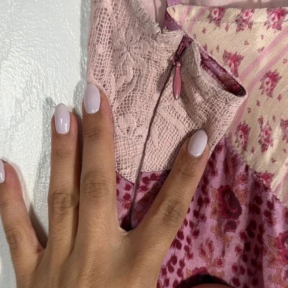 LoveShackFancy Pink Patchwork Slip Dress - damaged - Picture 7 of 11